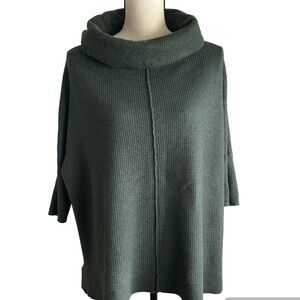 Field Flower Anthropologie Sweater Green Cowl Neck Waffle Tunic size Small